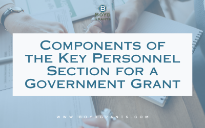 Components of the Key Personnel Section for a Government Grant